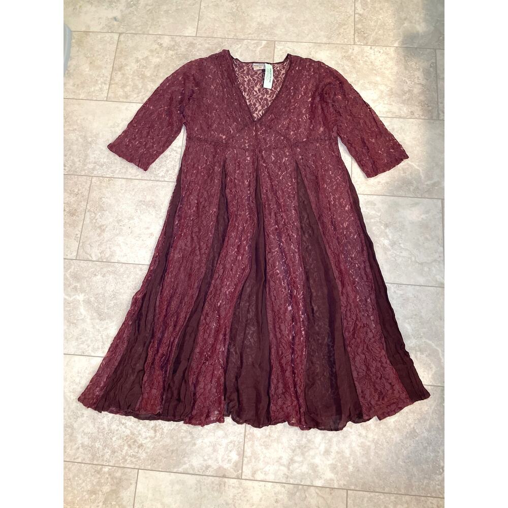 NEW Holy Clothing Tamara Maxi‎ Burgundy Red Lace Rare Retired Dress 2X Overdress